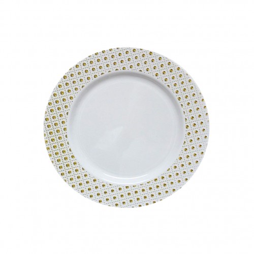 Sphere - 10 Assiettes à Dessert Luxe Blanc/Or 19cm