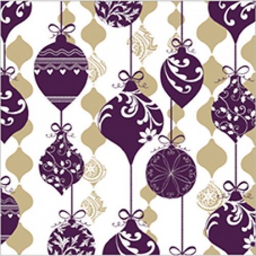 20 Serviettes Sparkle Christmas Ornament Or/Pourpre - 33x33cm 3 plis