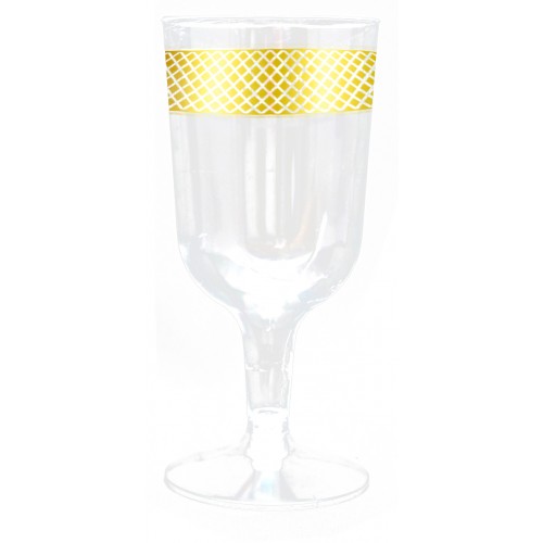 Crystal - 10 Verres à Vin Luxe Or 180ml