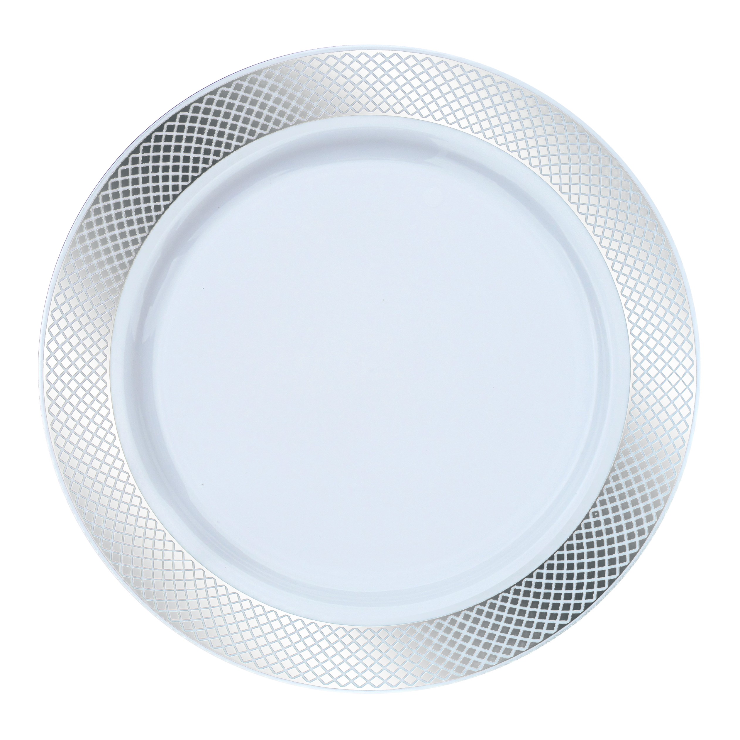 Petite assiette blanche en plastique avec perle Argentées