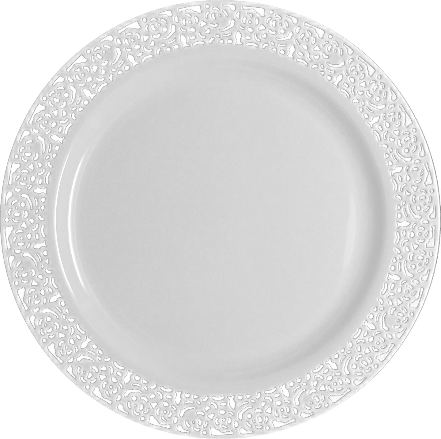 Inspiration - Assiette jetable blanc avec bord en dentelle blanc 19cm (10  pieces)
