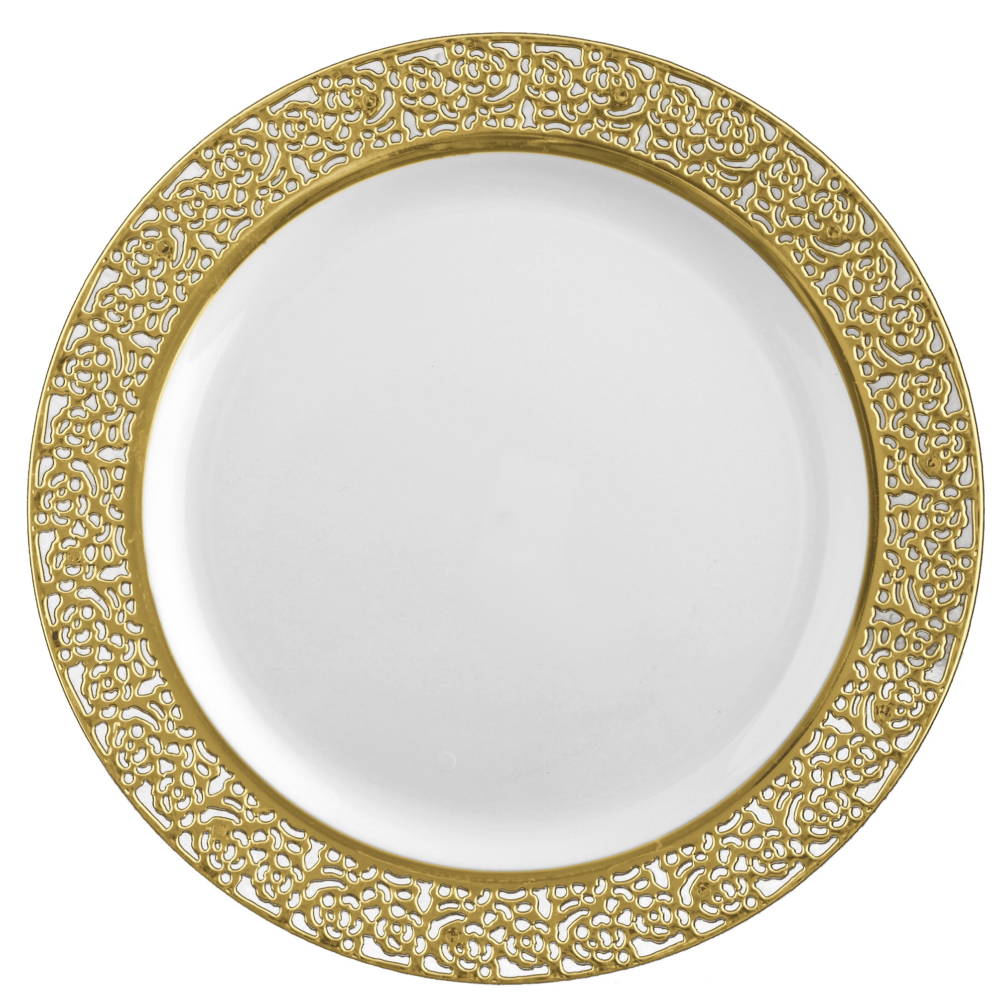 Ensemble d'assiettes queplate en porcelaine blanche à bord doré