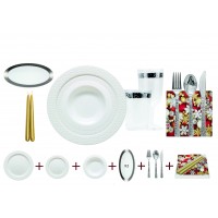 Hammered - Luxe Blanc Set Vaisselle De Table De Noël pour 10