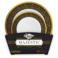 Majestic - 32pc Set De Table Luxe Noir/Or 