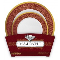 Majestic - 32pc Set De Table Luxe Bordeaux/Or 