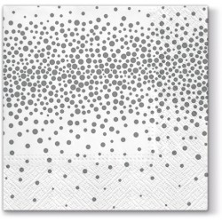 20 Serviettes Confetti Argent - 33x33cm 3 plis