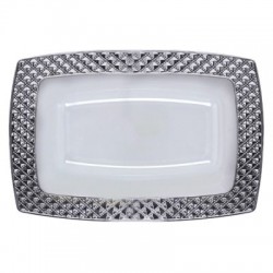 Diamond - 10 Bols à Dessert Rectangle Luxe Blanc/Argent 150ml