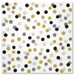 20 Serviettes Dots Confetti Or - 33x33cm 3 plis