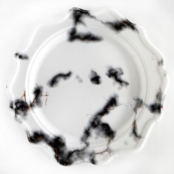 Festive - 12 Assiettes à Dessert Party Blanc/Noir Marbre 19cm