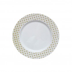Sphere - 10 Assiettes à Dessert Luxe Blanc/Or 19cm