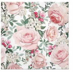 20 Serviettes Gorgeous Roses Rose - 33x33cm 3 plis