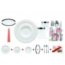 Hammered - Luxe Blanc Set Vaisselle De Table pour 10