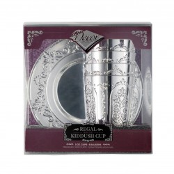 Regal - 5 Elegant Silver Wine Cups With Round Saucers 150ml / 5oz
