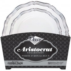 Aristocrat - 32pc Set De Table Luxe Blanc/Argent 