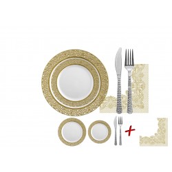Inspiration - Luxe Blanc/Or Set Vaisselle De Table pour 10