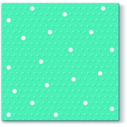 20 Serviettes Inspiration Dots Spots Blanc/Turquoise - 33x33cm 3 plis