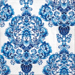 20 Serviettes Porcelain Ornament Bleu - 33x33cm 3 plis