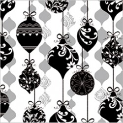 20 Serviettes Sparkle Christmas Ornament Argent/Noir - 33x33cm 3 plis