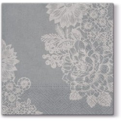20 Serviettes Lovely Lace Argent - 33x33cm 3 plis
