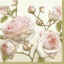 20 Serviettes Beauty Roses Rose - 33x33cm 3 plis