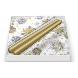 Set decorative pour noël snowflakes : 20 Serviettes + 2 Bougies 24 cm