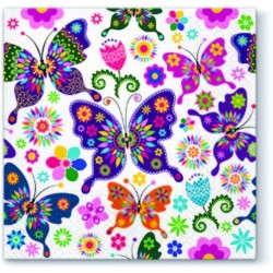 20 Serviettes Colorful Butterflies - 33x33cm 3 plis